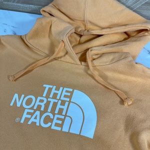 The North Face Women’s Graphic Hoodie Size L Orange Pullover Sweatshirt Big Logo